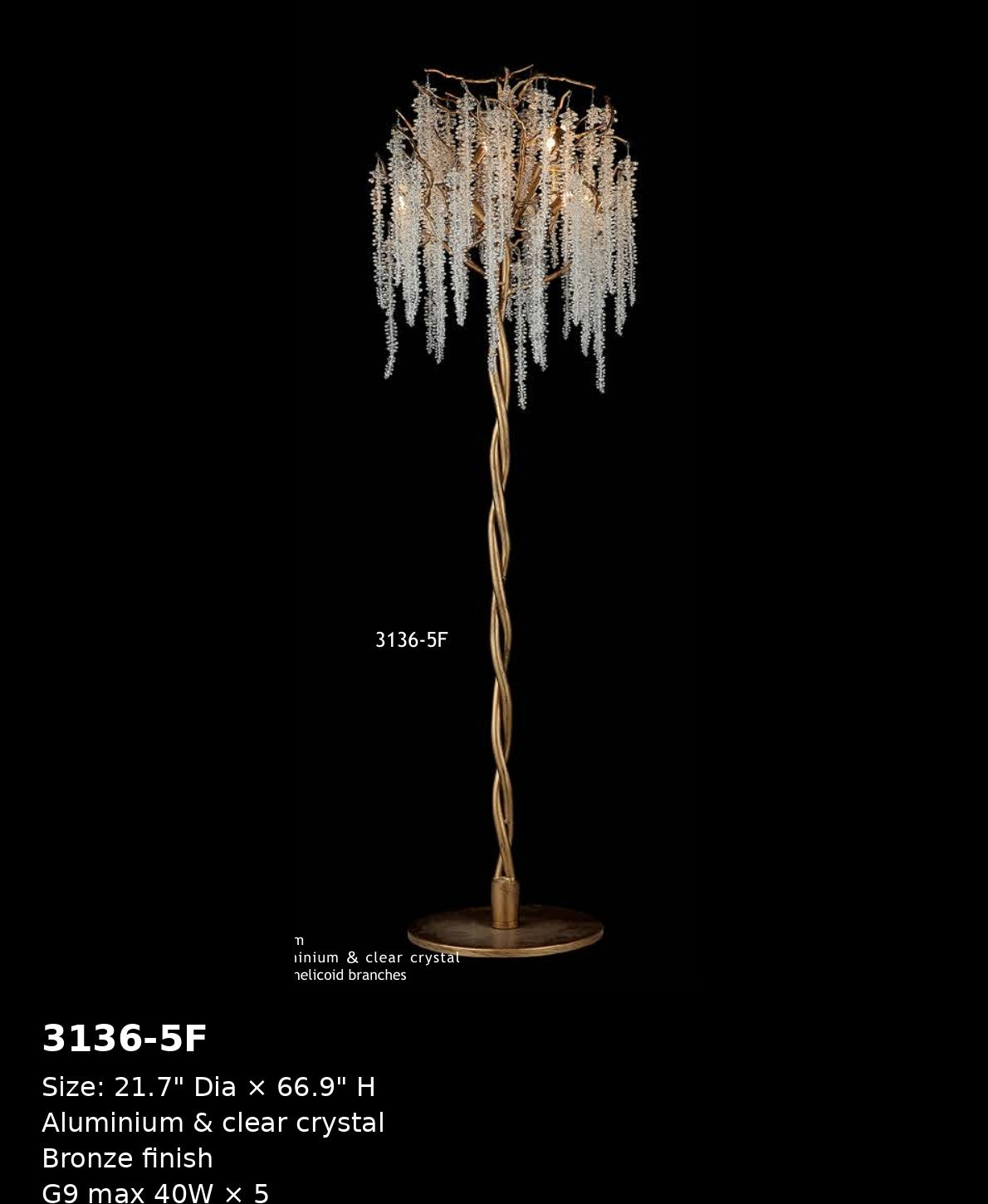 3136-5F floor lamp full view with specifications