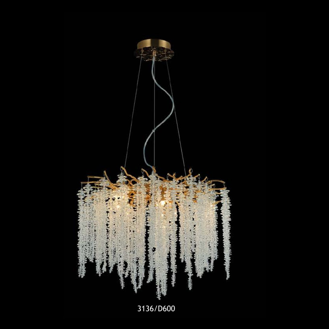 3136/D600 crystal branch chandelier full view