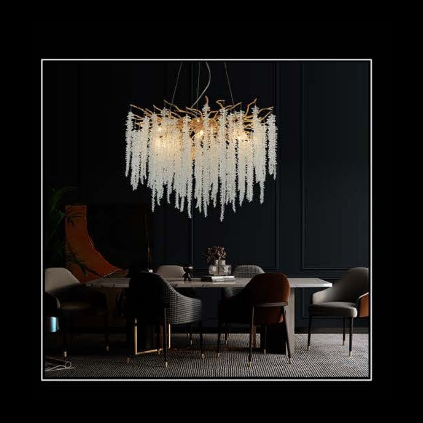 3136/L1200 crystal branch chandelier dining room scene