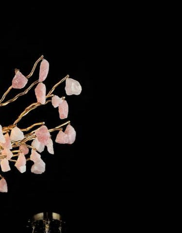 449-11 raw stone chandelier Champagne full view