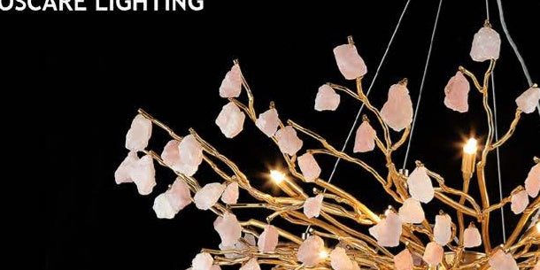449-D1200 raw stone chandelier Champagne full view