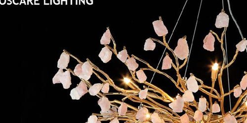 449-D1200 raw stone chandelier Champagne full view