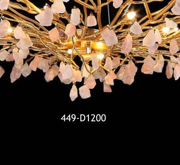 449-D800 raw stone chandelier Champagne full view