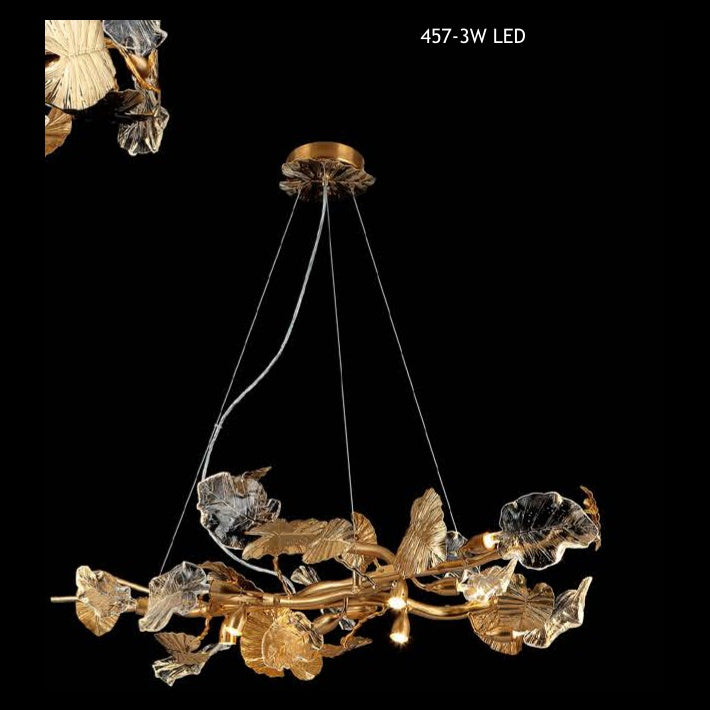 457-D1000LED clear glass chandelier full view