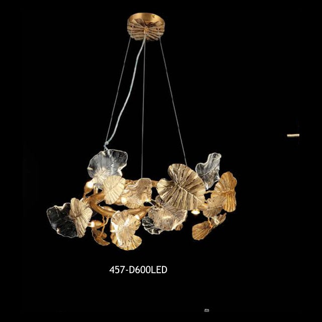457-D600LED clear glass chandelier full view
