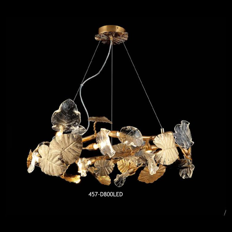 457-D800LED clear glass chandelier full view