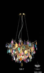 528-7 colorful glass chandelier full view