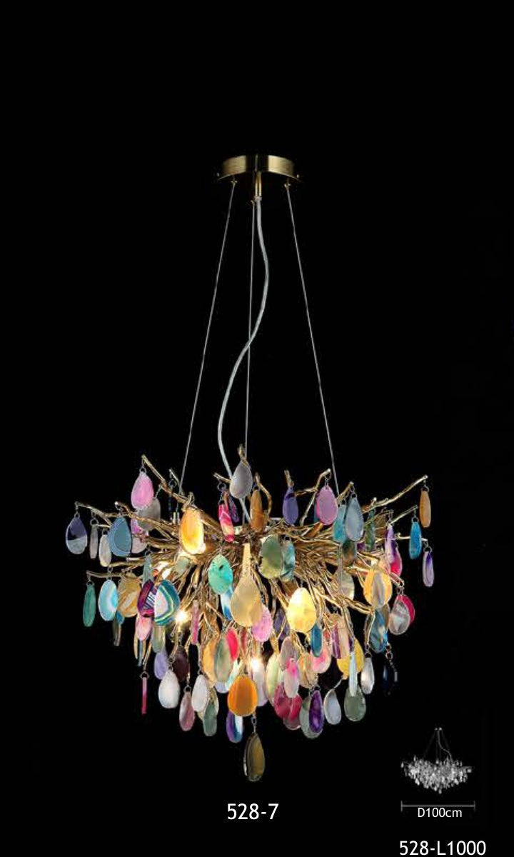 528-7 colorful glass chandelier full view