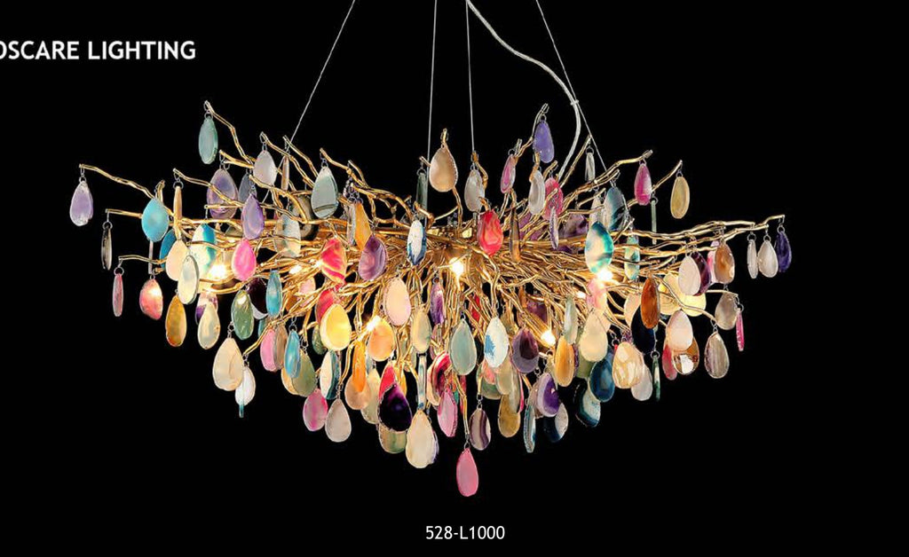528-L1000 colorful glass chandelier full view