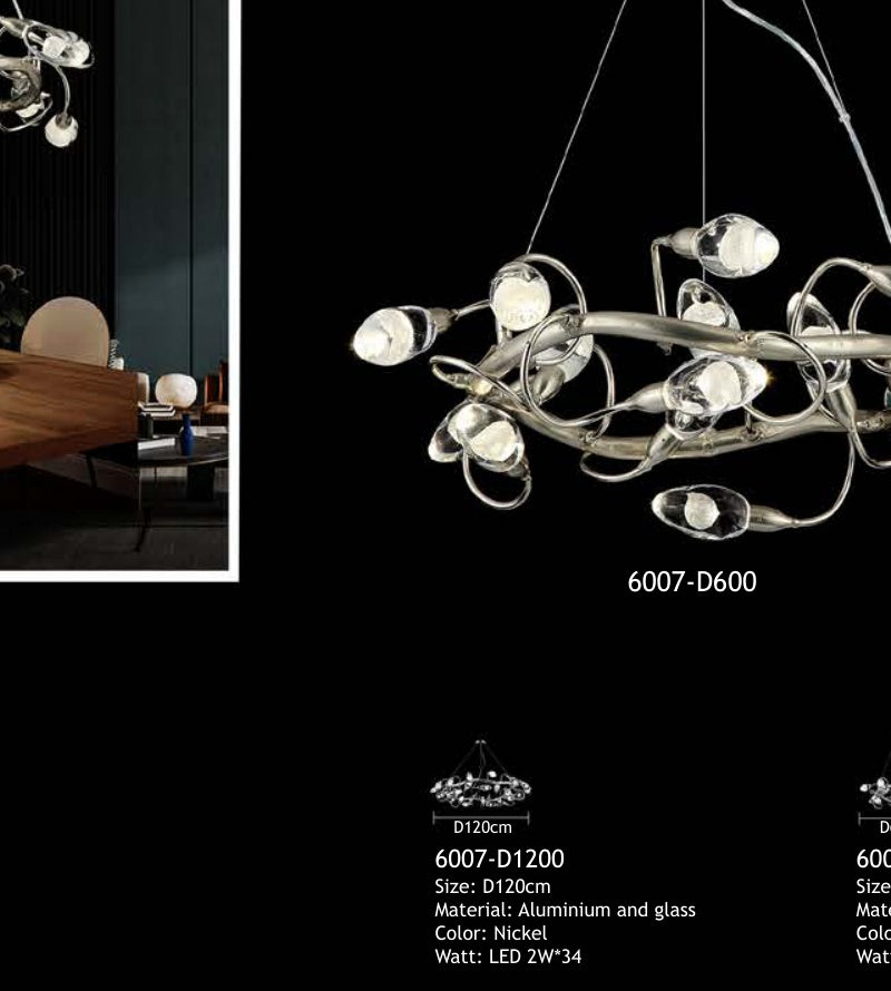 6007 glass chandelier dining room installation scene