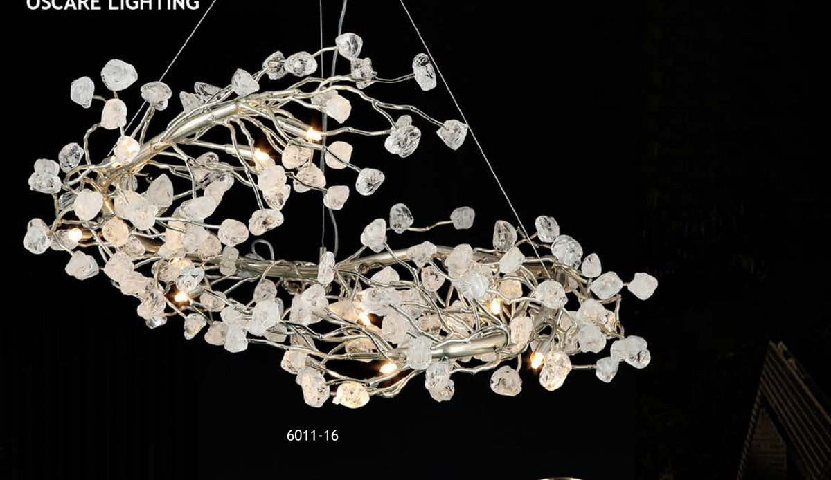 6011-16 glass chandelier full view