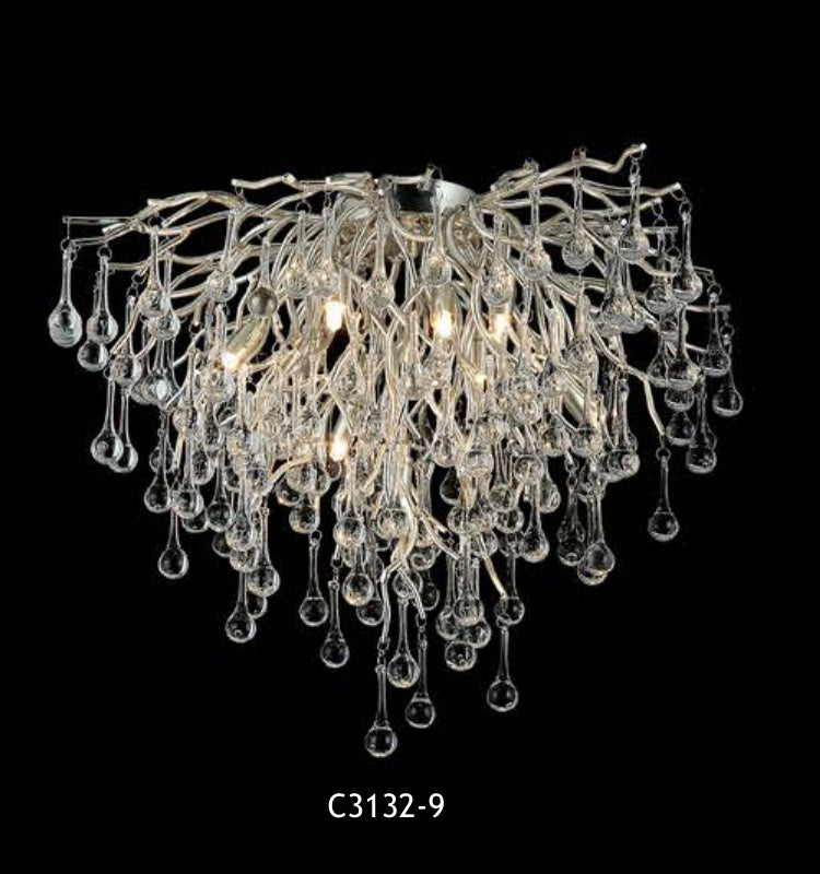 C3132-9 clear glass chandelier full view