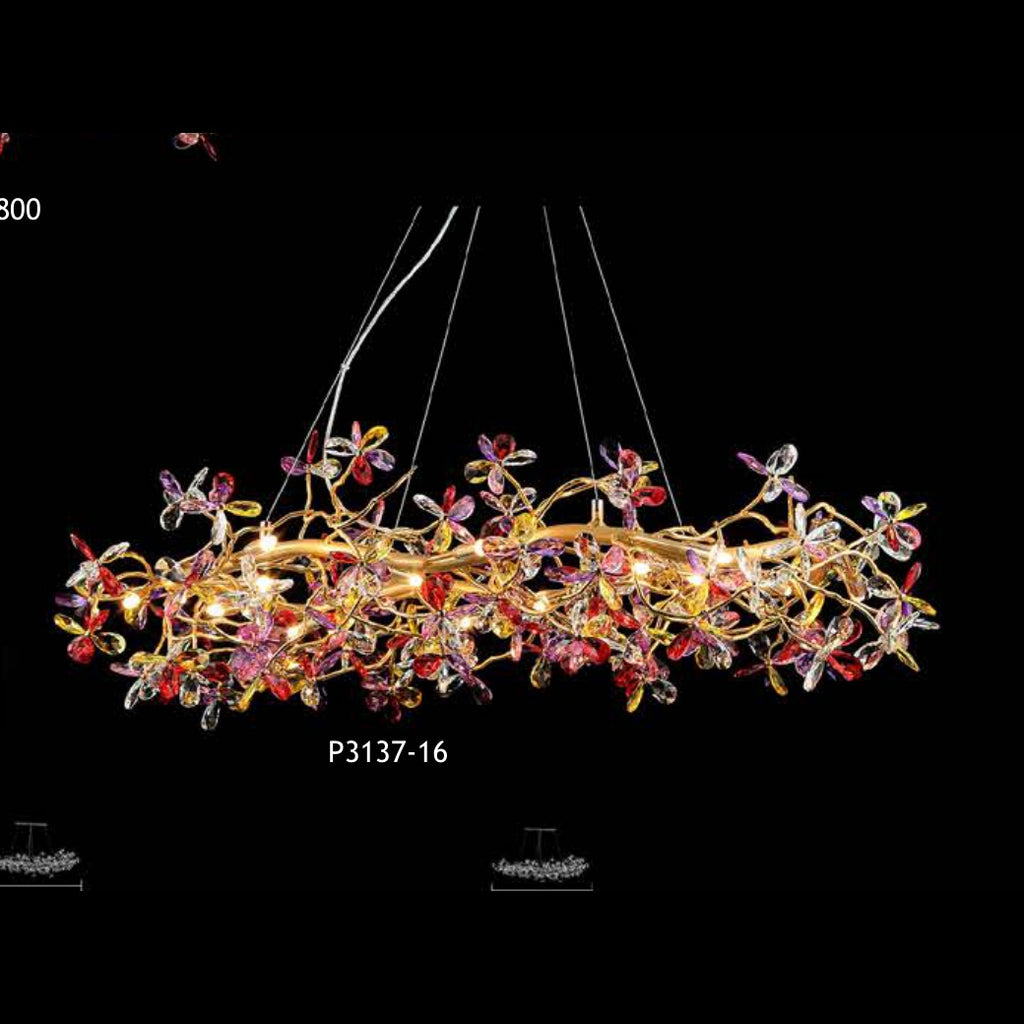 P3137-16 colorful crystal chandelier full view