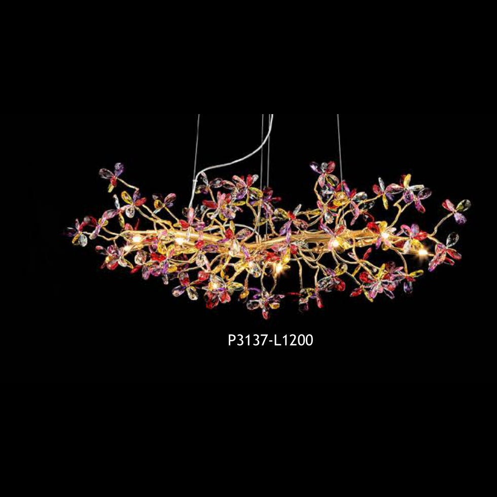 P3137-L1200 colorful crystal chandelier full view