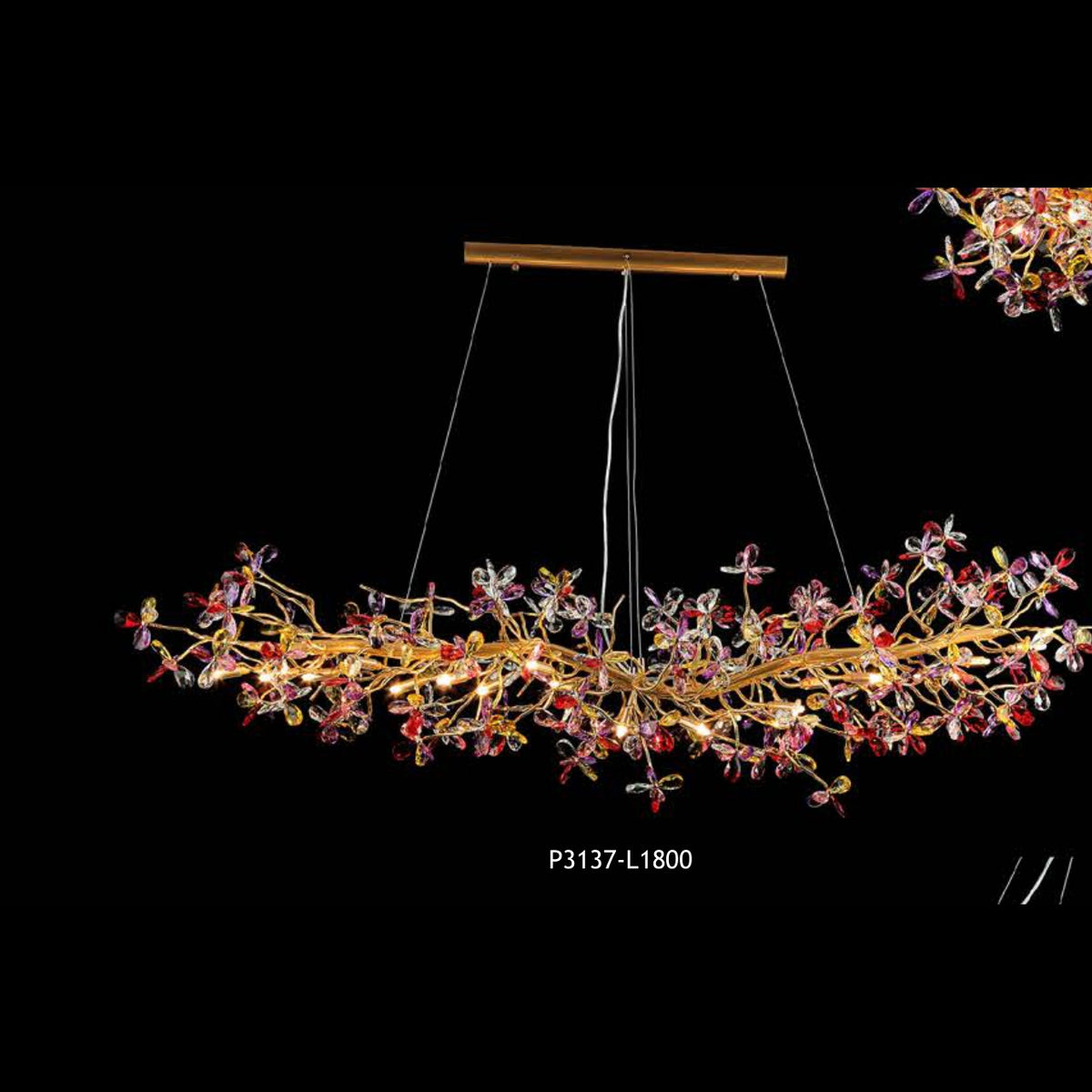 P3137-L1800 colorful crystal chandelier full view