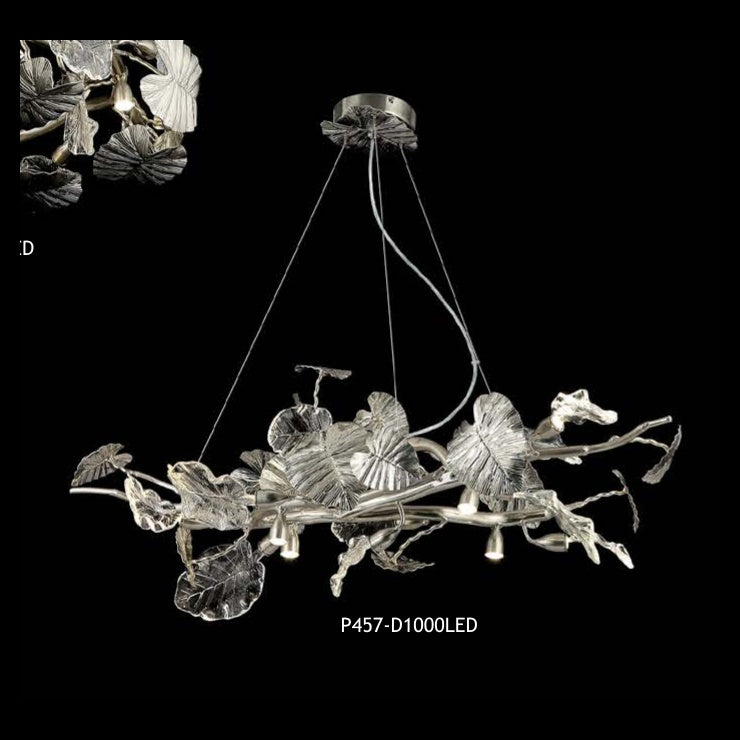P457-D1000LED clear glass chandelier full view