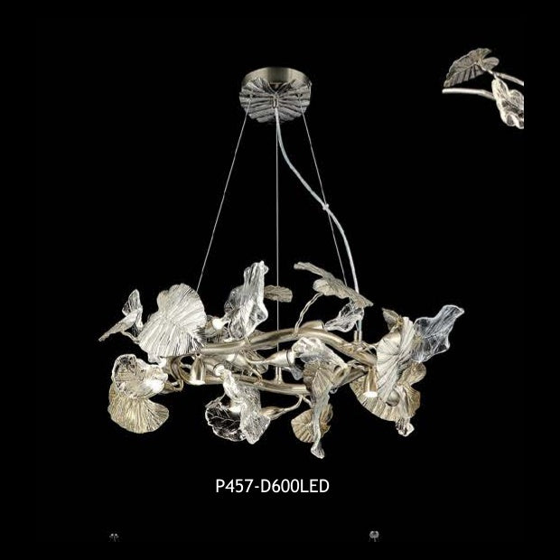 P457-D600LED clear glass chandelier full view