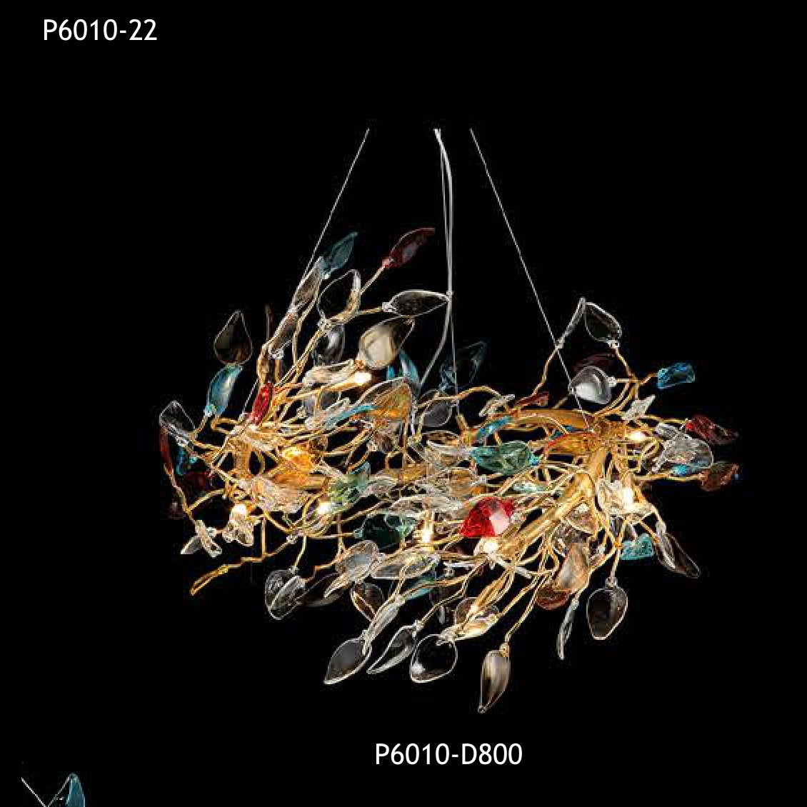 P6010-D800 colorful glass chandelier full view